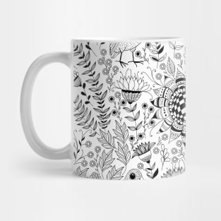 Bird and flowers doodle pattern Mug